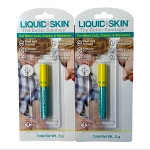 Liquid Skin The Better Bandage; Waterproof, Quick Dry, Seal & Protect, 2Pk NWT